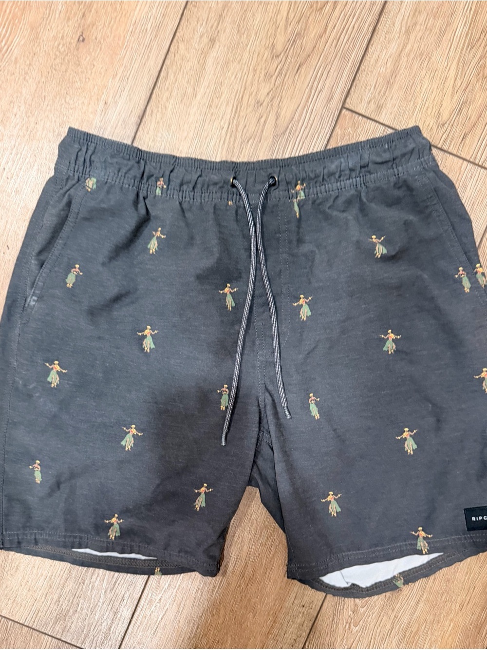 Rip Curl Hula Girl Dark Gray Casual Swim Shorts with Small Embroidery 0594